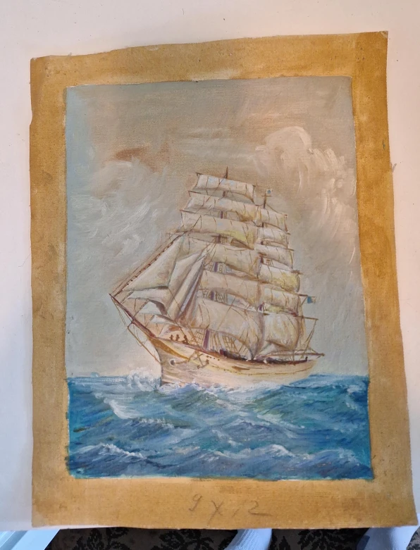Oil Painting of a Tall Ship at Sea