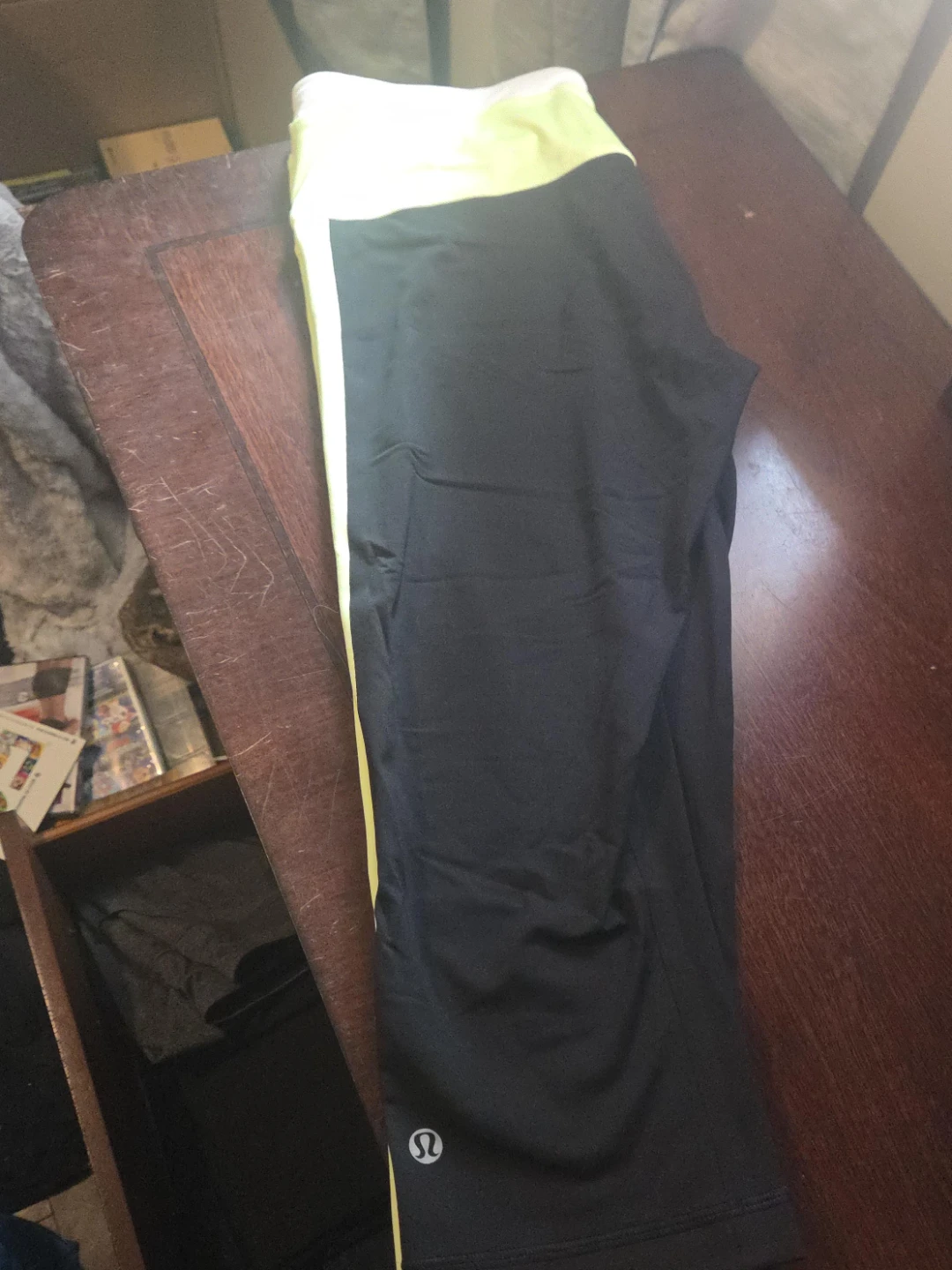 Lululemon Black & Neon Yellow Capris