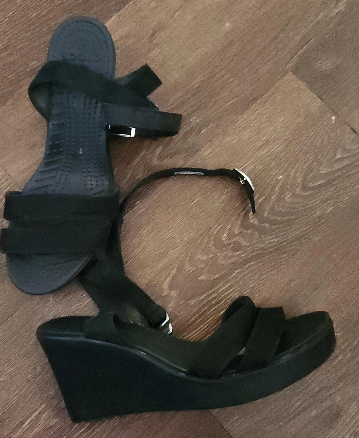 Crocks Black Wedge Sandals