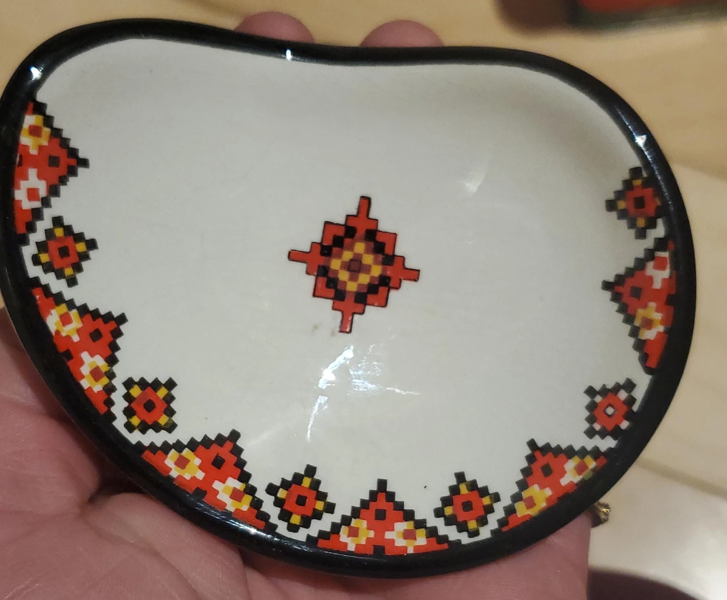 Ceramic Trinket Dish with Geometric Pattern