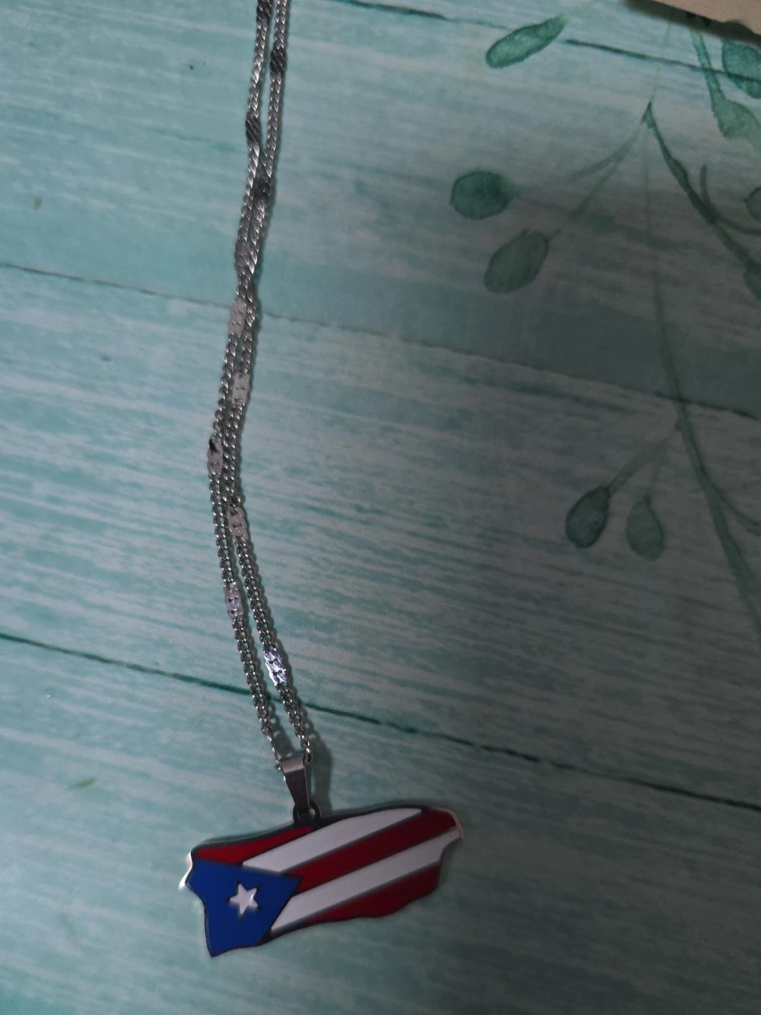 Puerto Rico Flag Outline Pendant Necklace