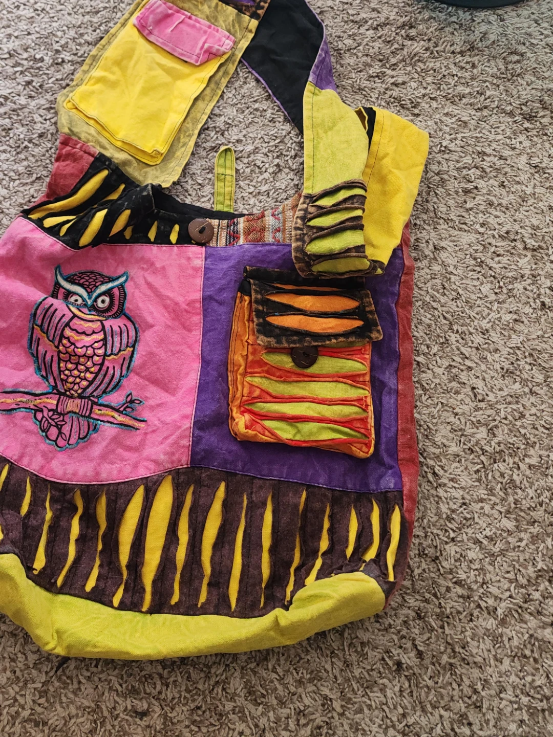 Boho Owl Patchwork Shoulder Bag