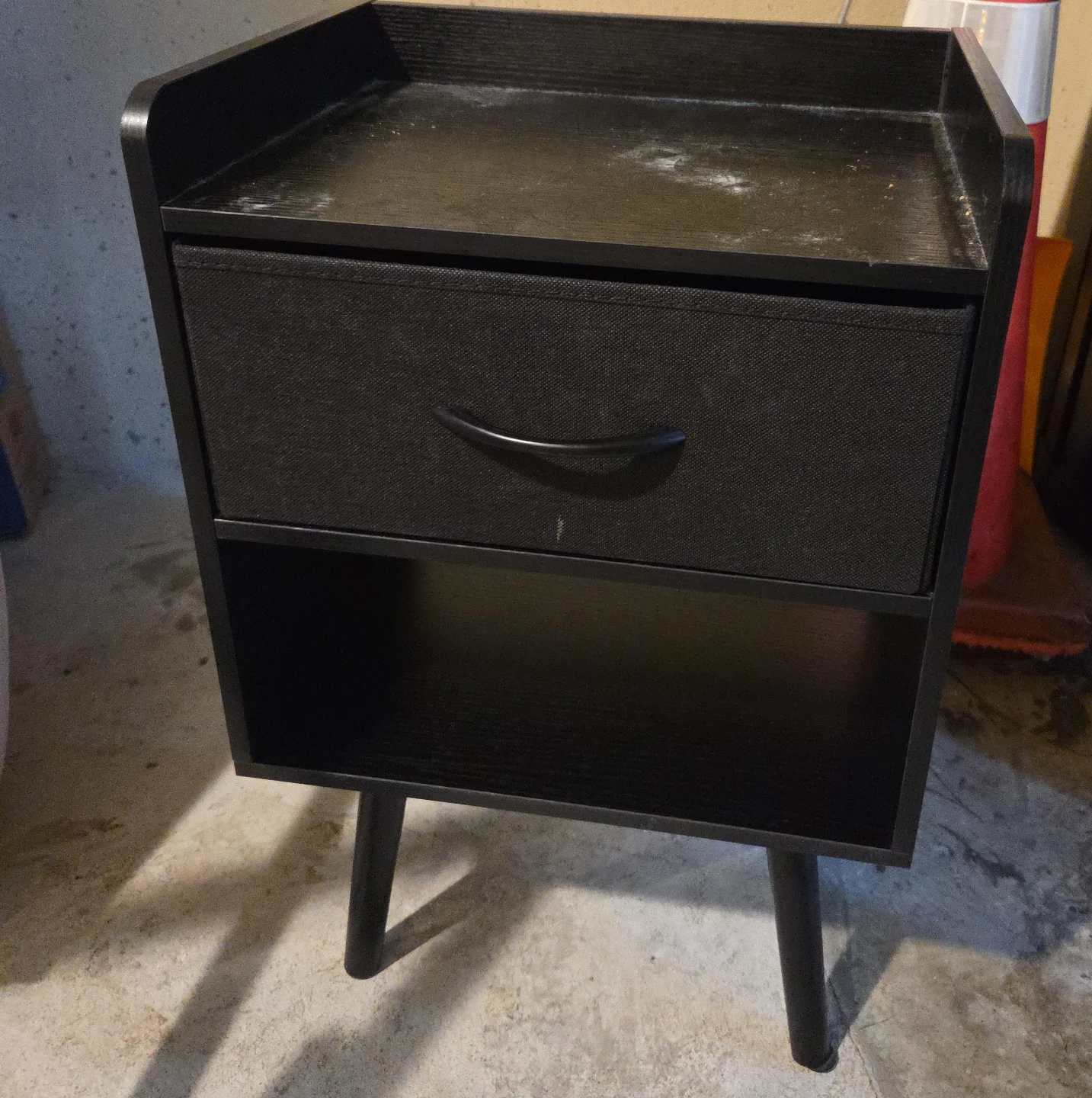 Black 1-Drawer Nightstand with Open Shelf