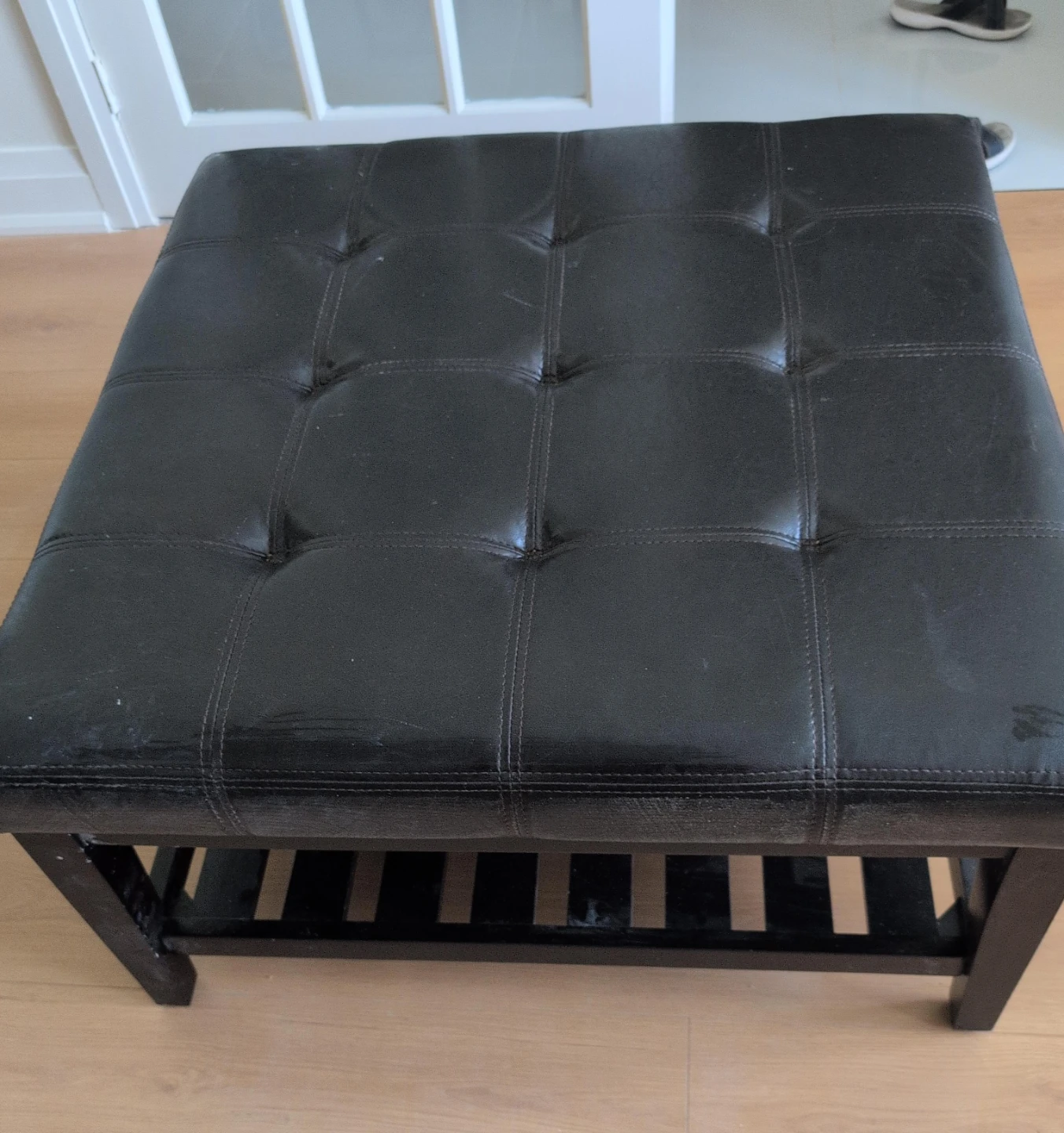 Black Tufted Ottoman Footstool pick up as