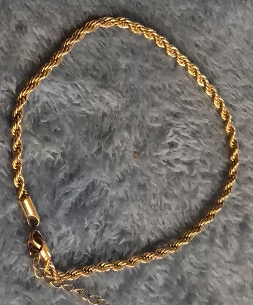 Gold Tone Rope Chain Anklet