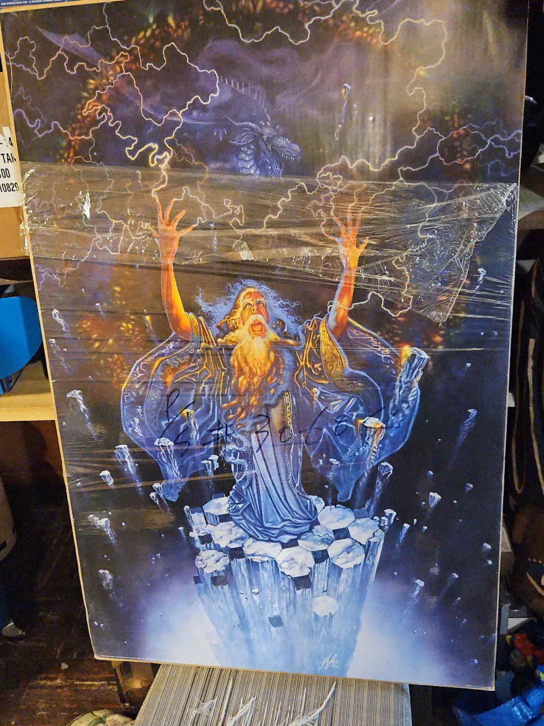 Fantasy Wizard and Dragon Art Print