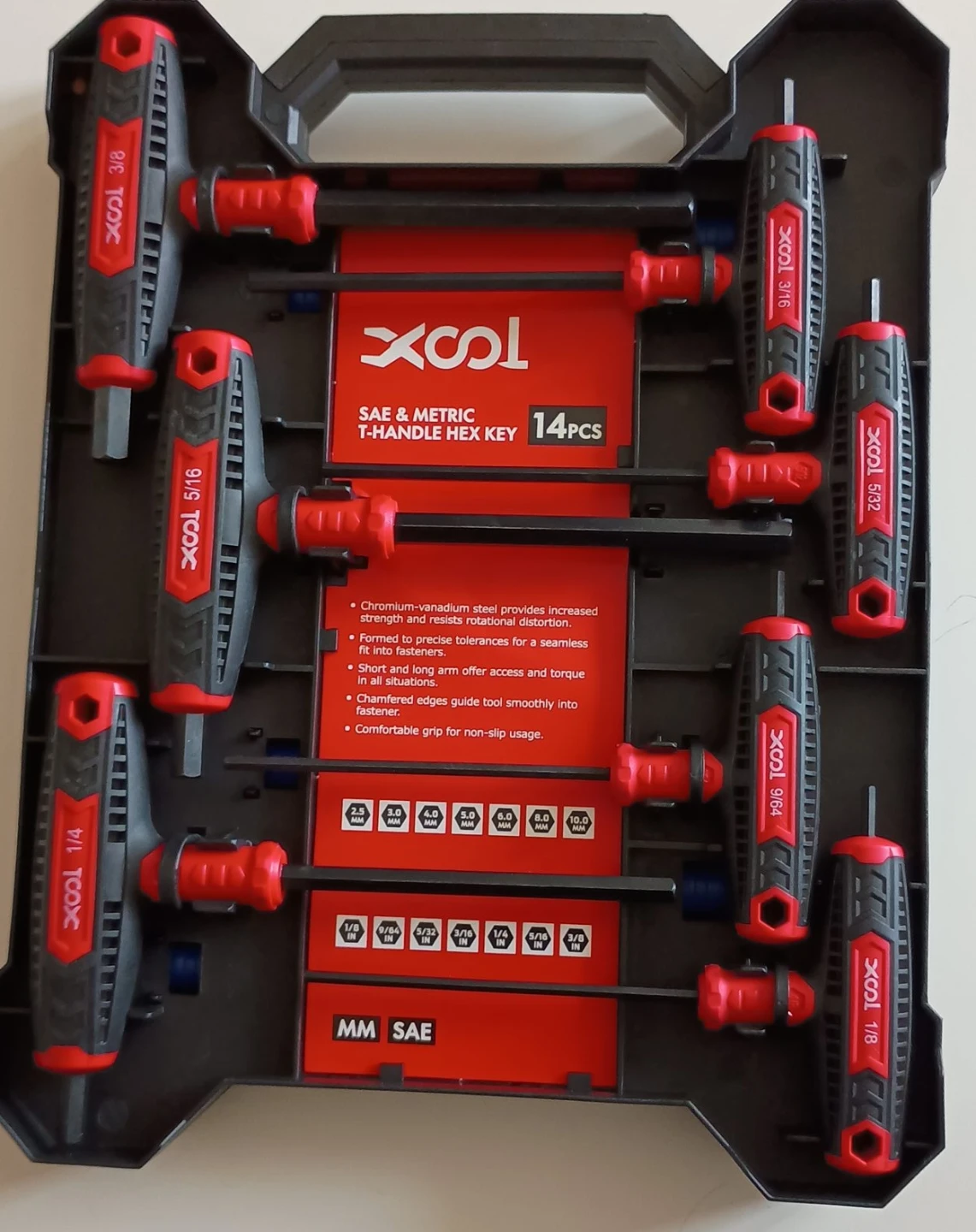 XCOL 14-Piece SAE & Metric T-Handle Hex Key Set