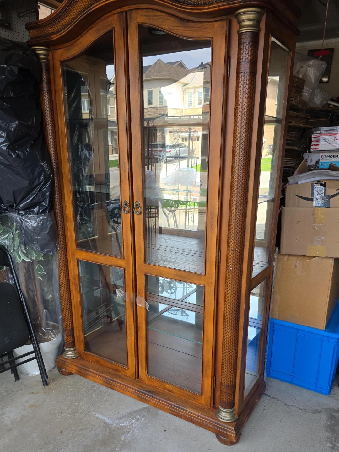 Wooden Curio Cabinet with Glass Doors