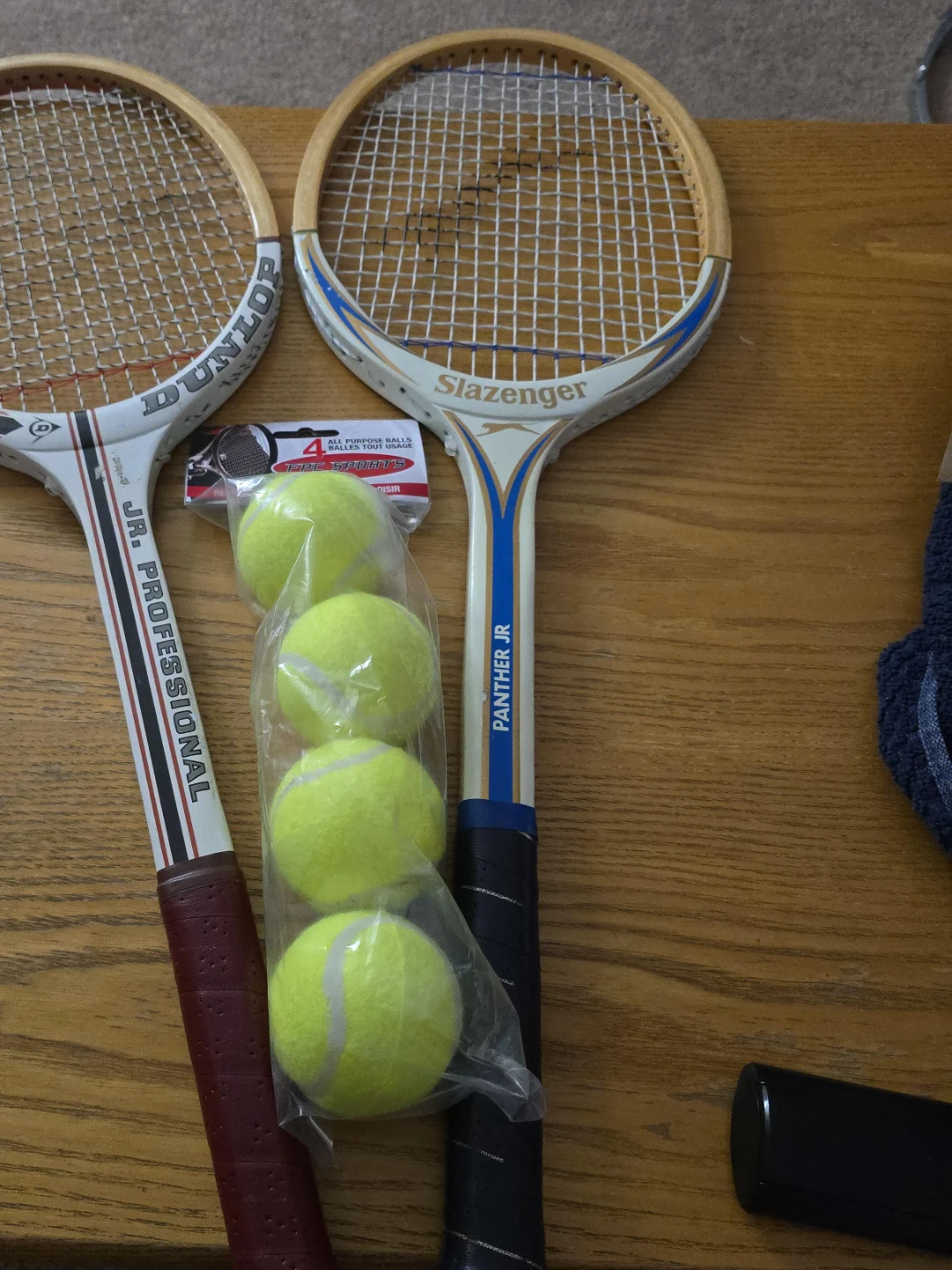 Dunlop and Slazenger Jr. Tennis Rackets with 4 Balls