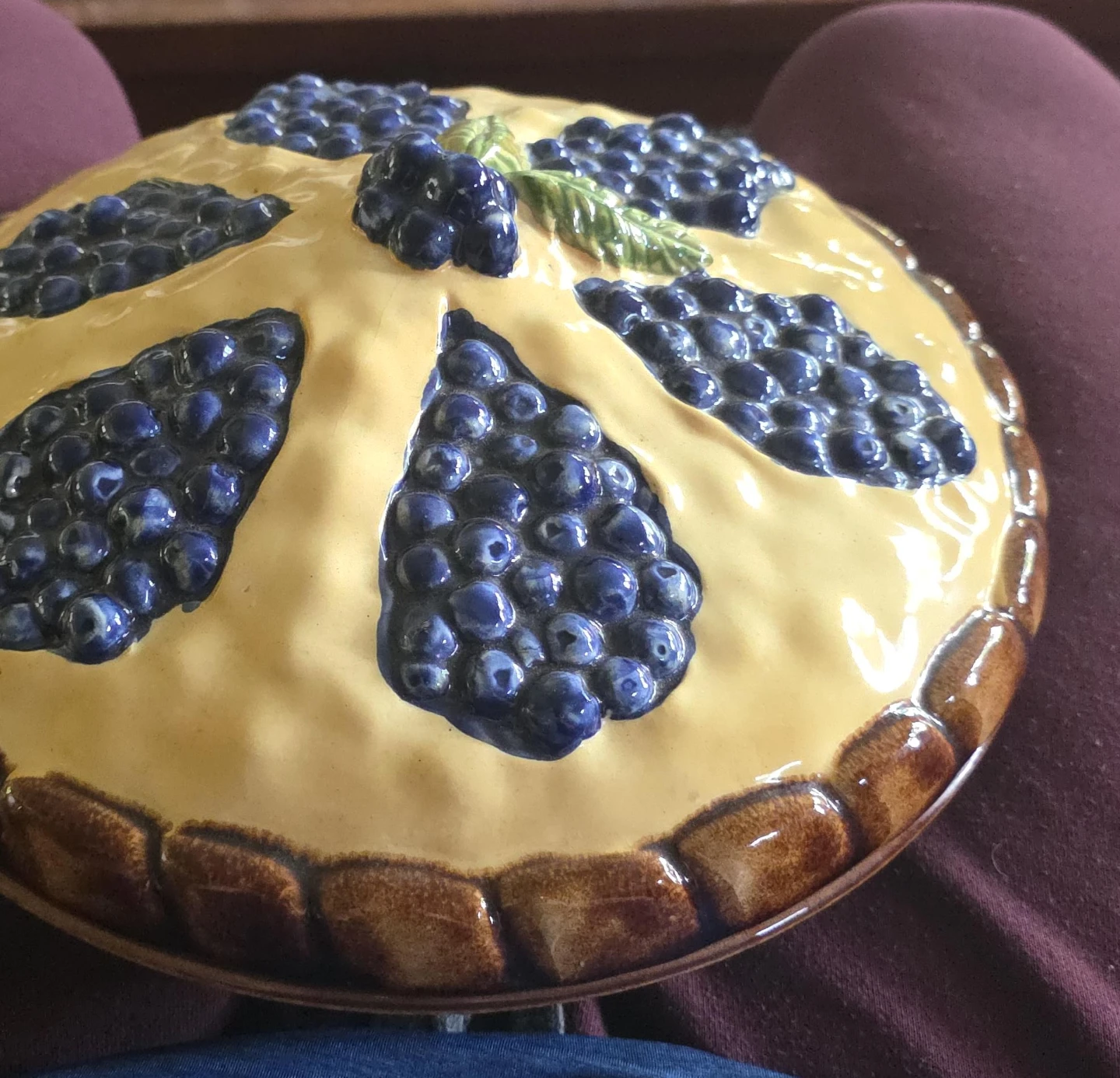 Ceramic Pie Plate with Blueberries