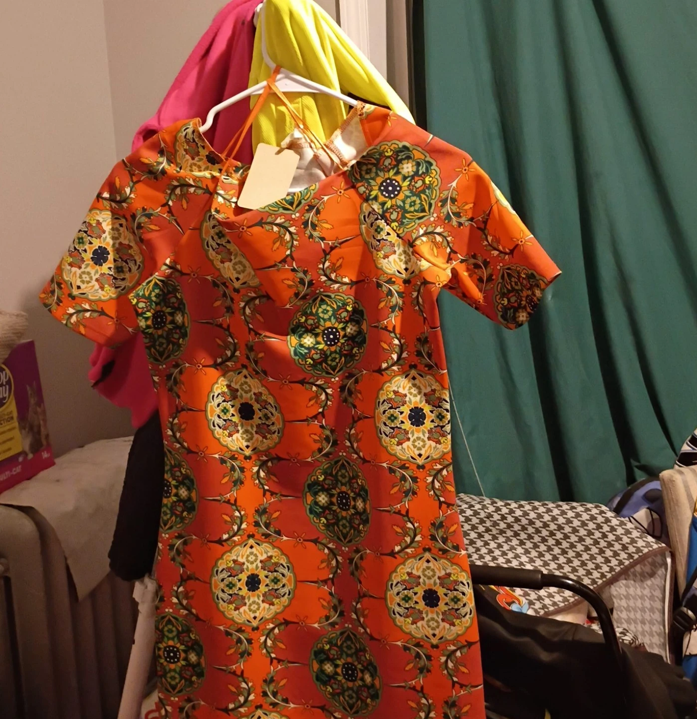 ⚽Orange Floral Print Mini Dress