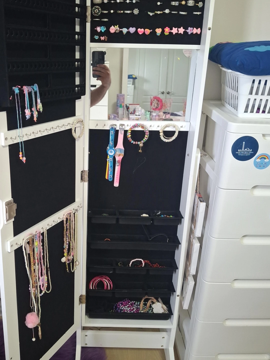 White Jewelry Armoire with Mirror