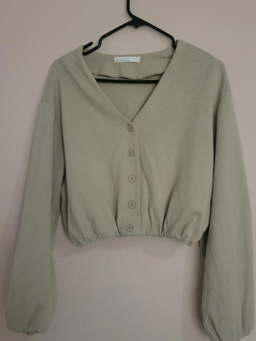 Oak-Fort Light Green Cropped Cardigan