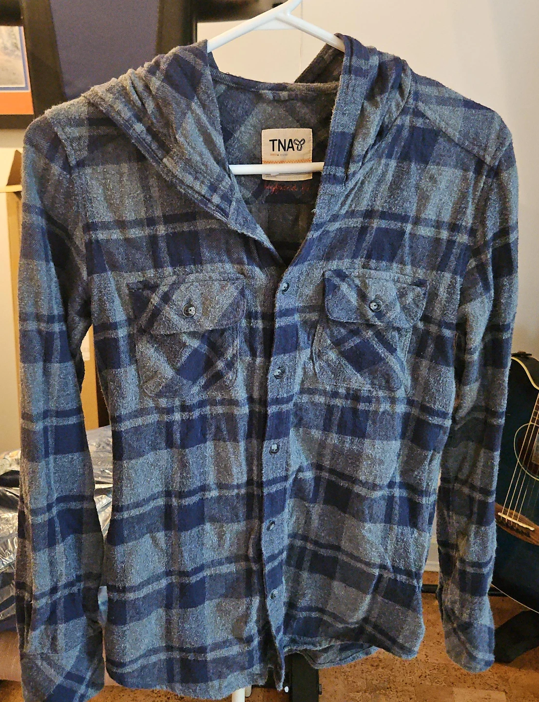 TNA Plaid Flannel Hoodie Shirt XXS