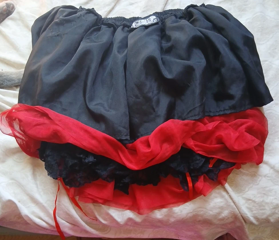 Black and Red Ruffle Skirt