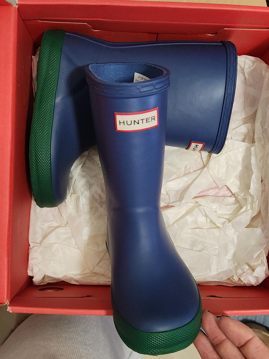 Hunter Kids First Classic Waterproof Boots - Blue/Green Size 9 M