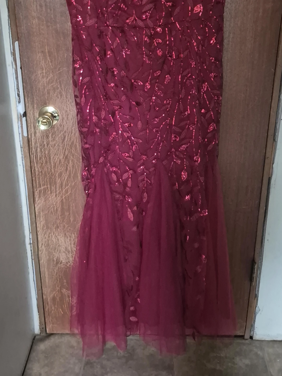 Women's Red Sequin Lace Mermaid Gown