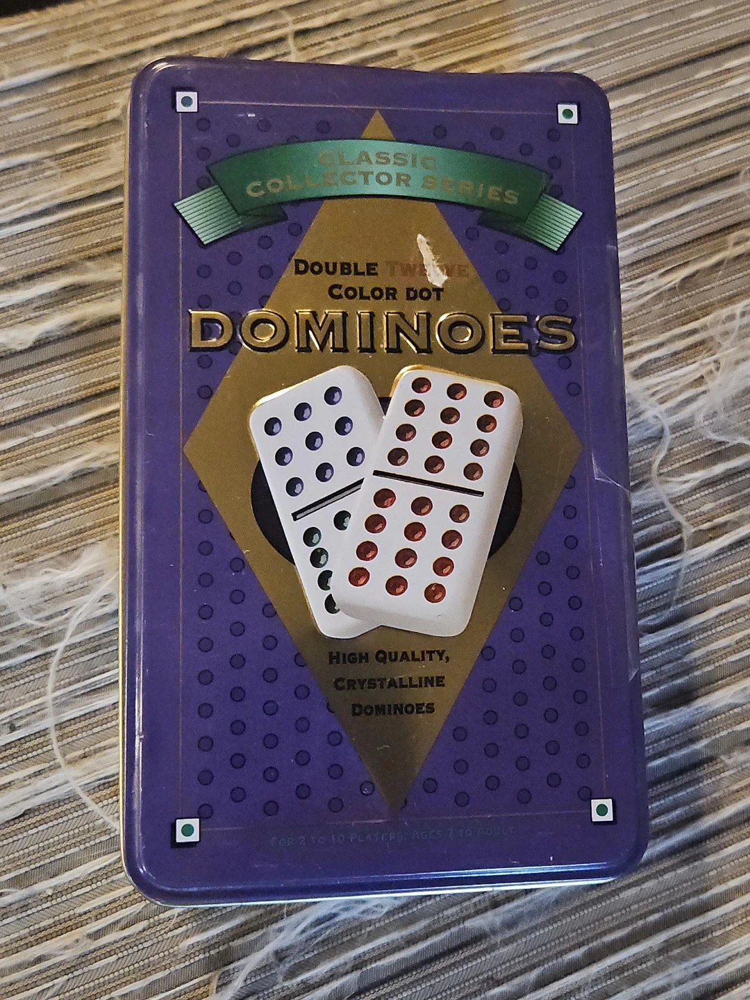 Double Twelve Color Dot Dominoes Tin
