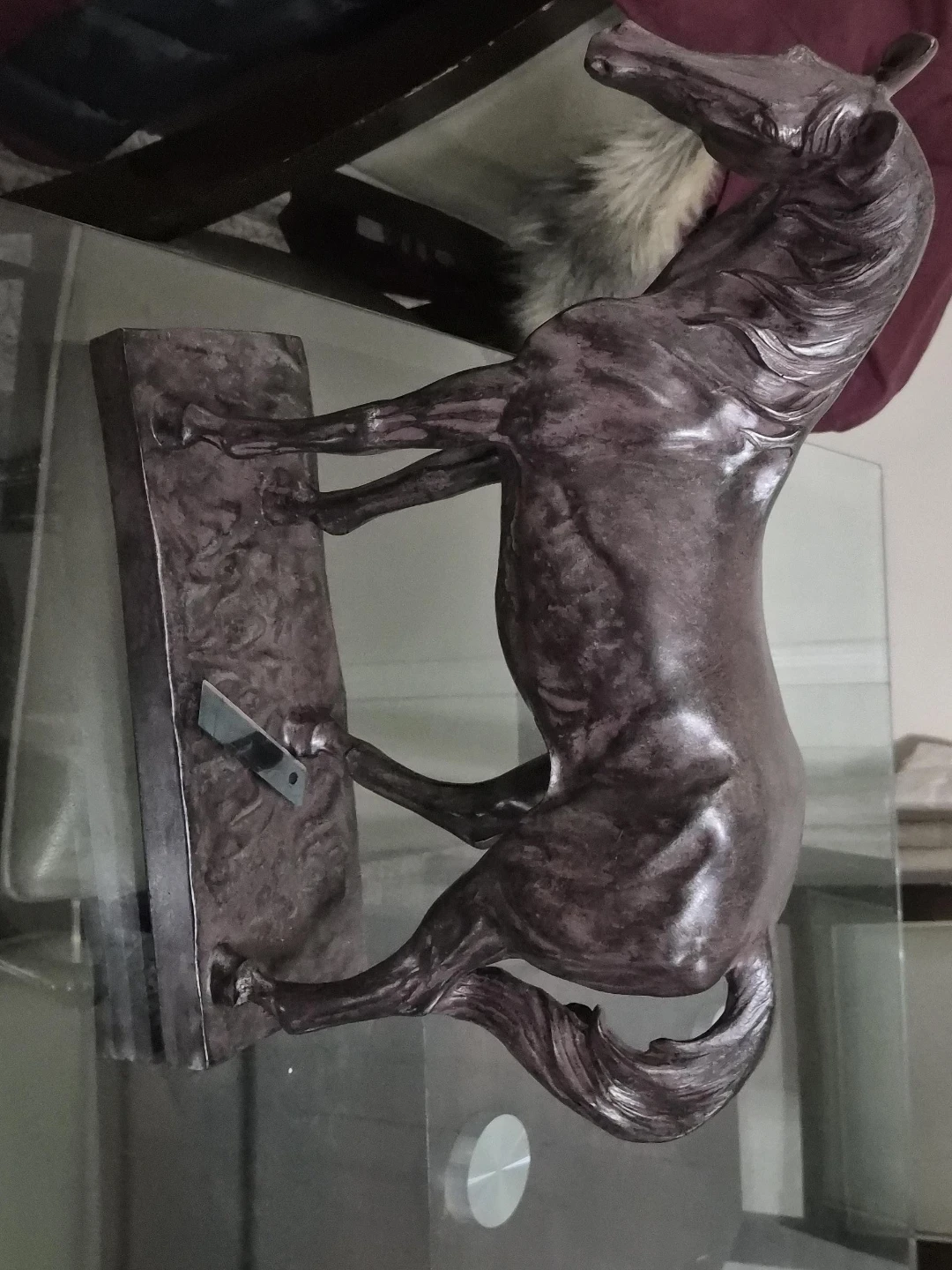Bronze Horse Sculpture on Base