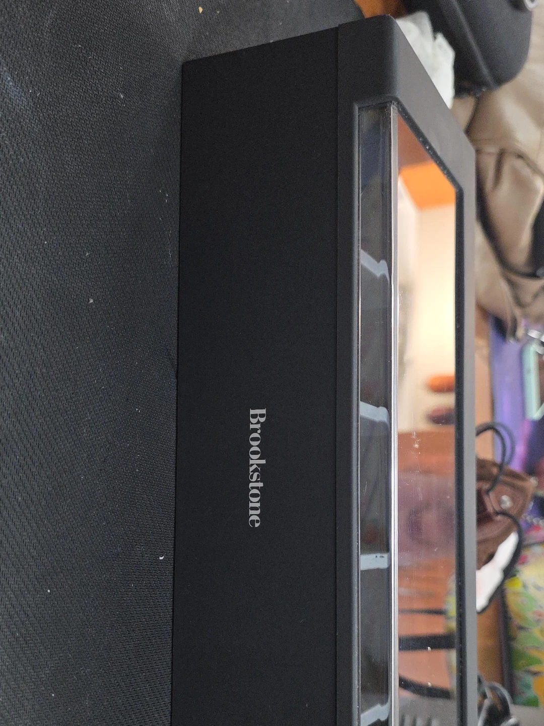 Brookstone Black 5-Slot Watch Box with Glass Lid
