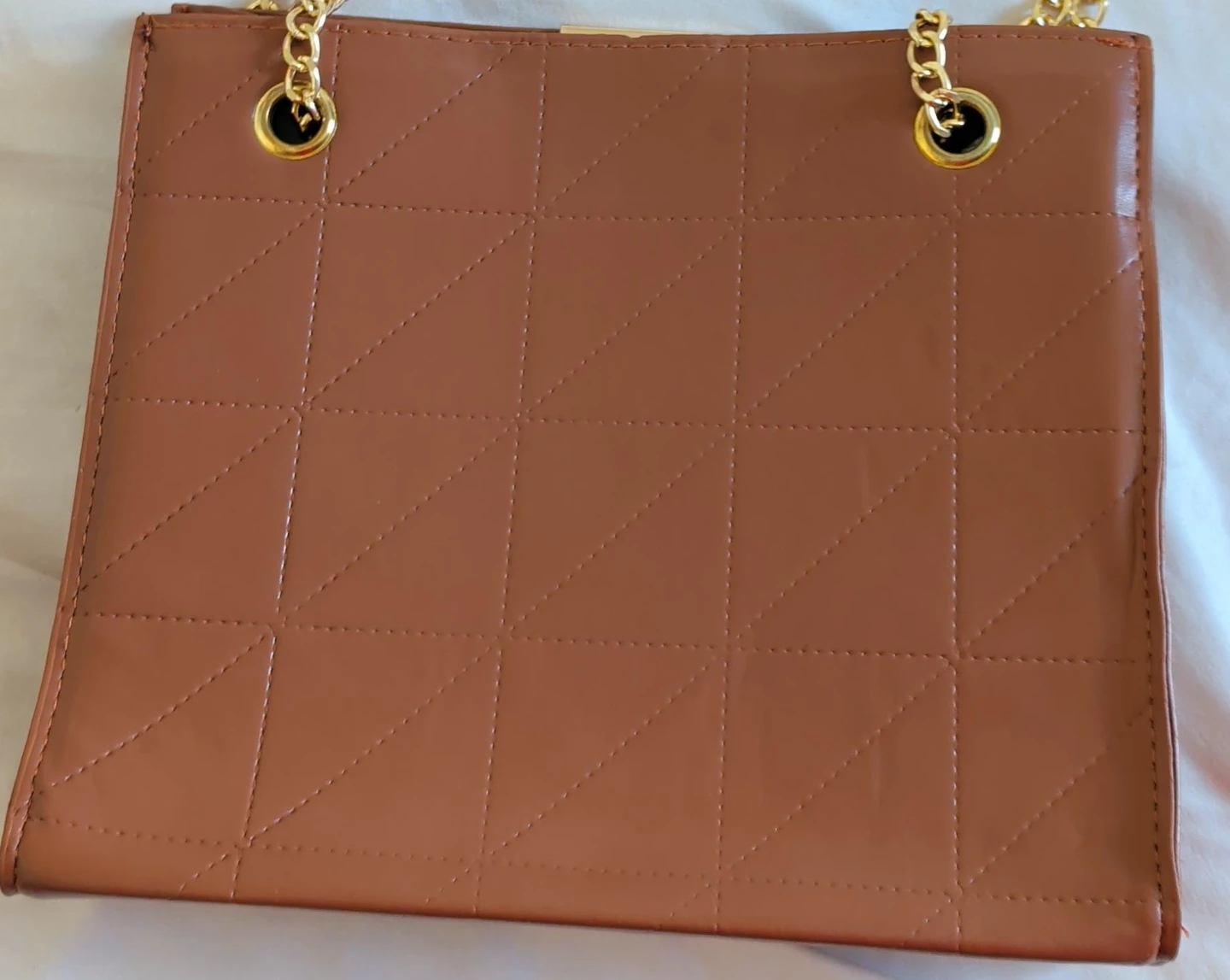 Brown Faux Leather Shoulder Mini Purse/bag with Gold Chain