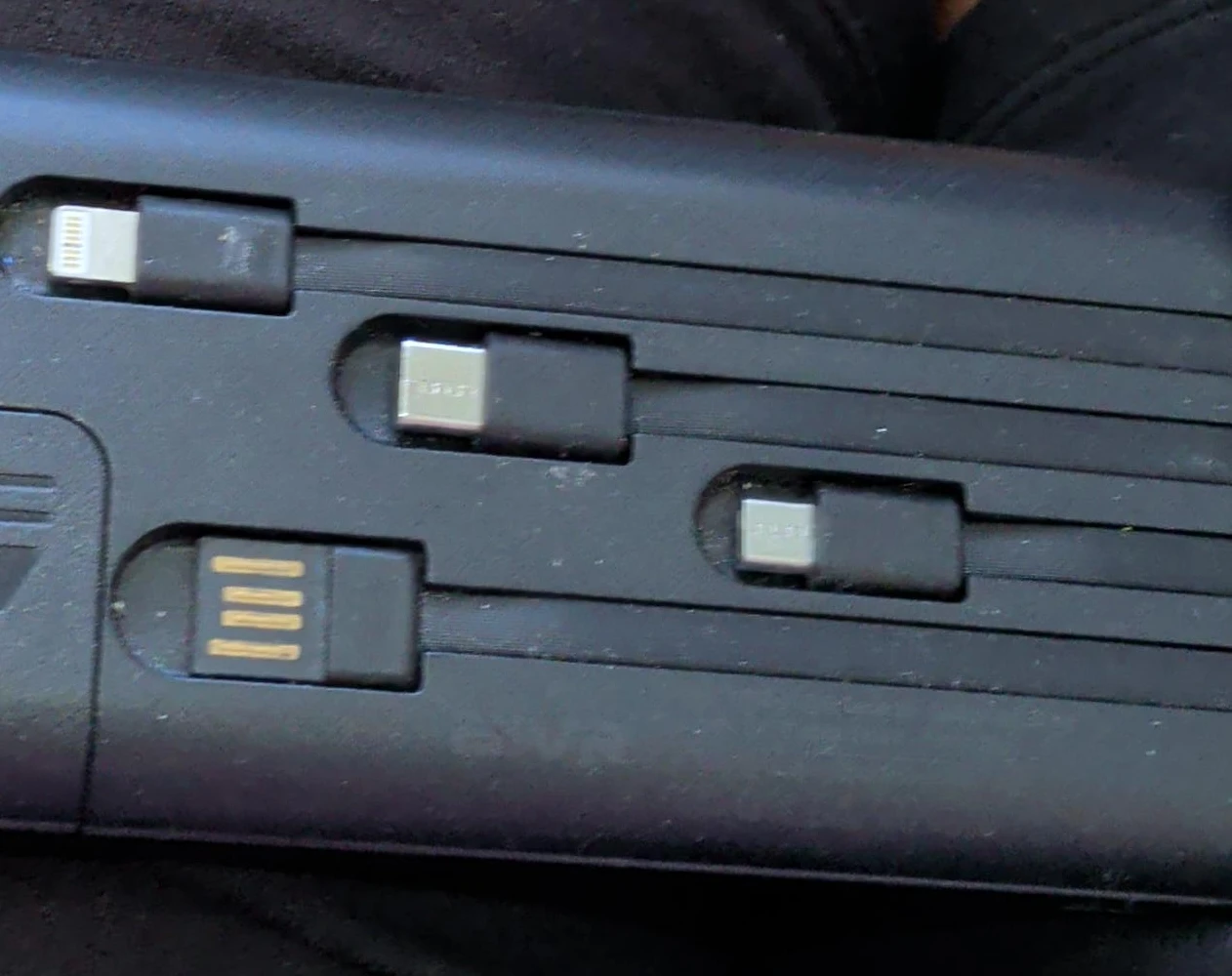 Portable Power Bank with Built-in Cables