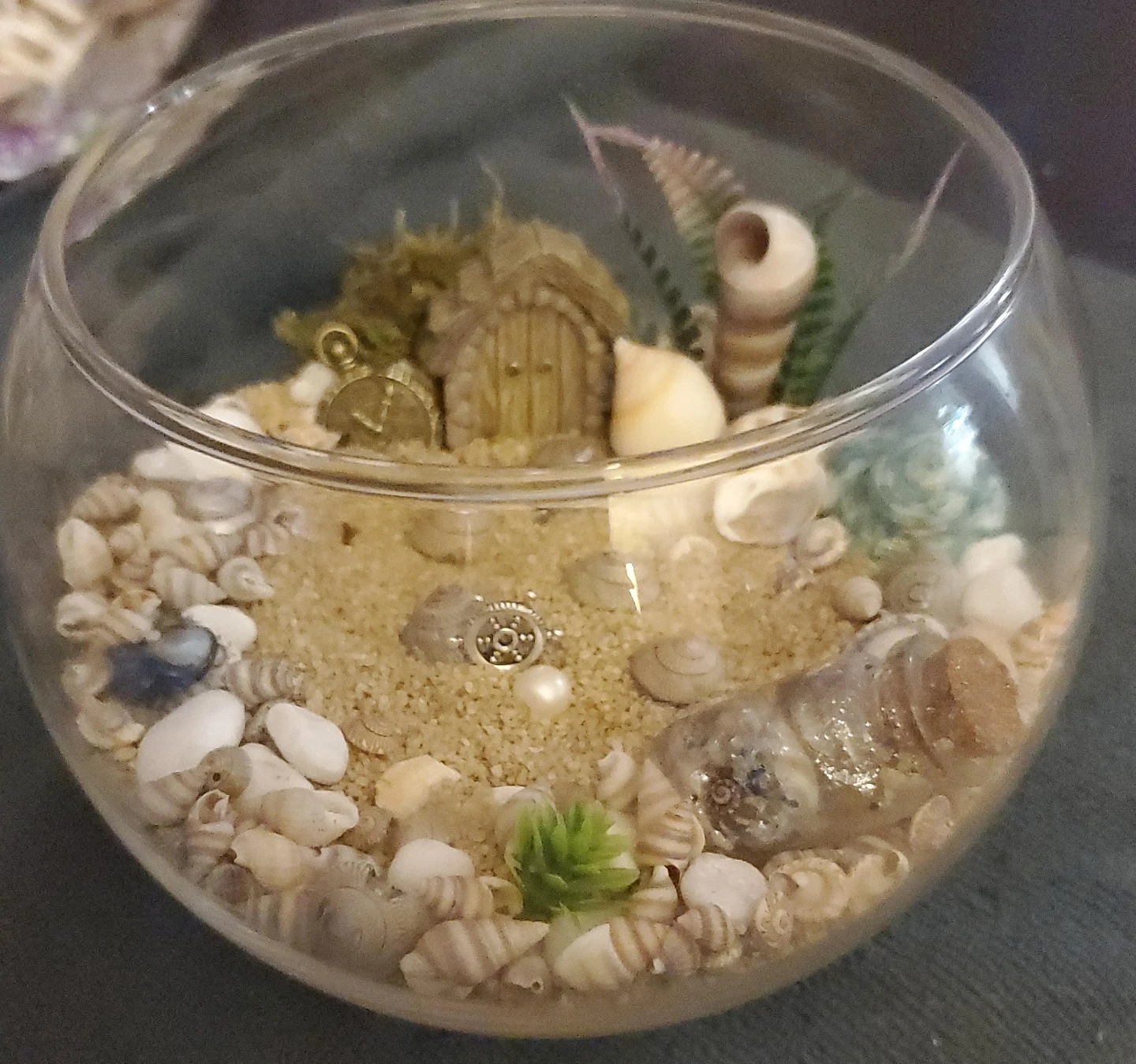 Glass Terrarium with Seashells and Fairy House - photo 2
