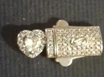 Rhinestone Heart and Rectangle Charm Pendant