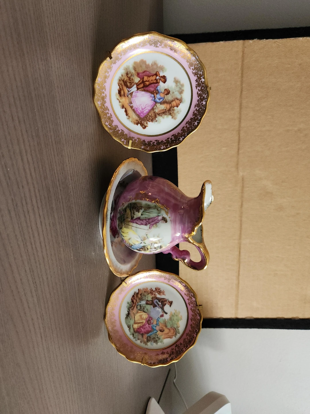 Vintage Porcelain Tea Cup and Saucer Set with Gold Trim