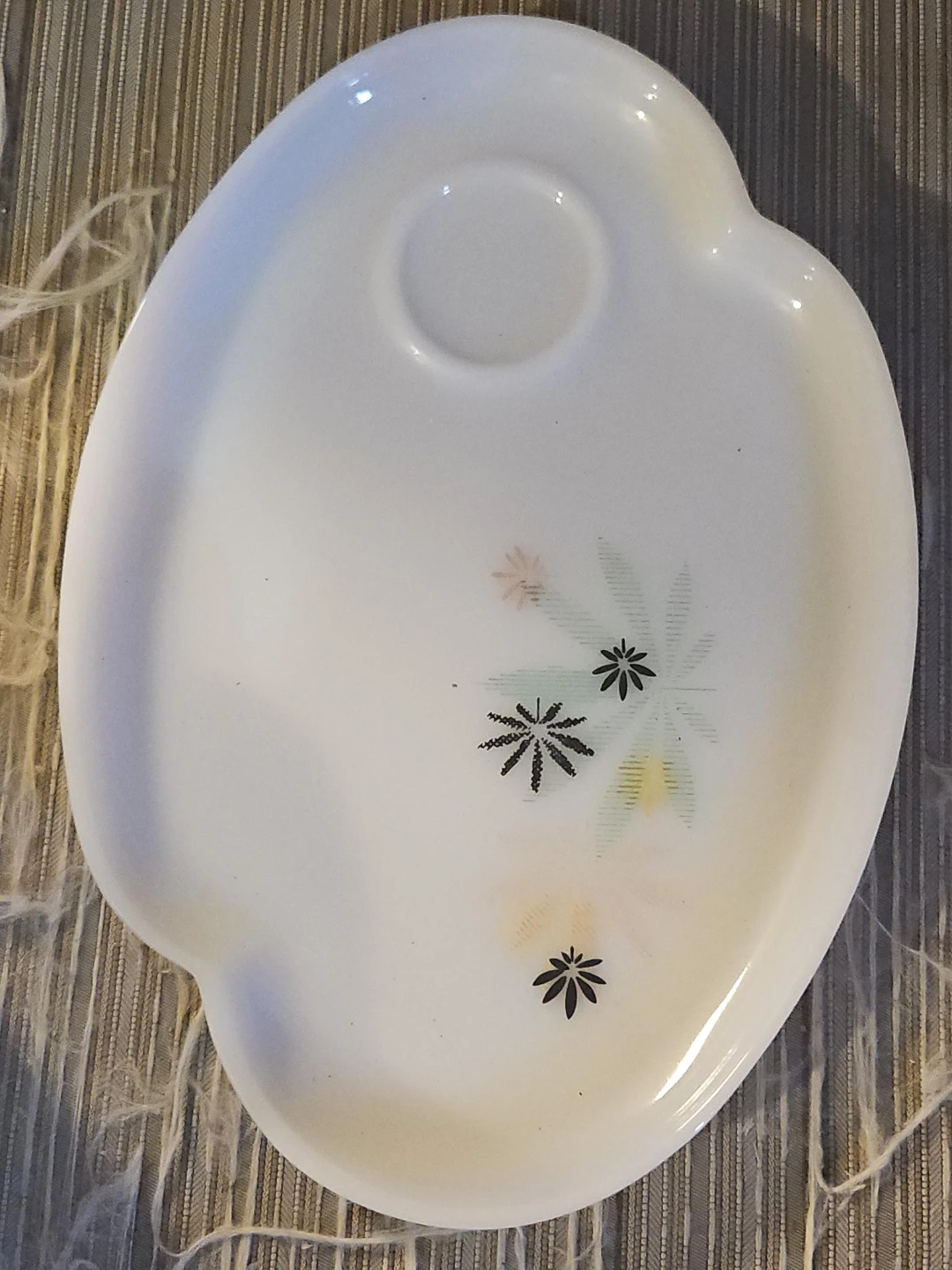 Set of 4 Vintage Milk Glass Snack Plates with Floral Design