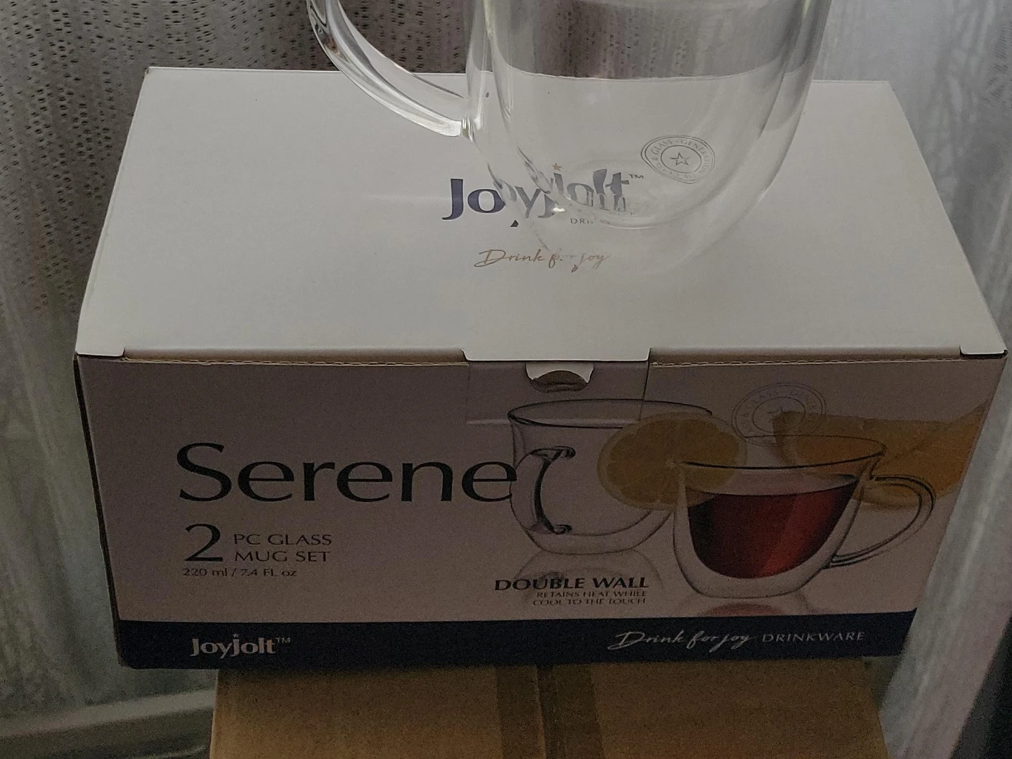 Joyjolt Serene Double Wall Glass Mug Set - 2 Mugs