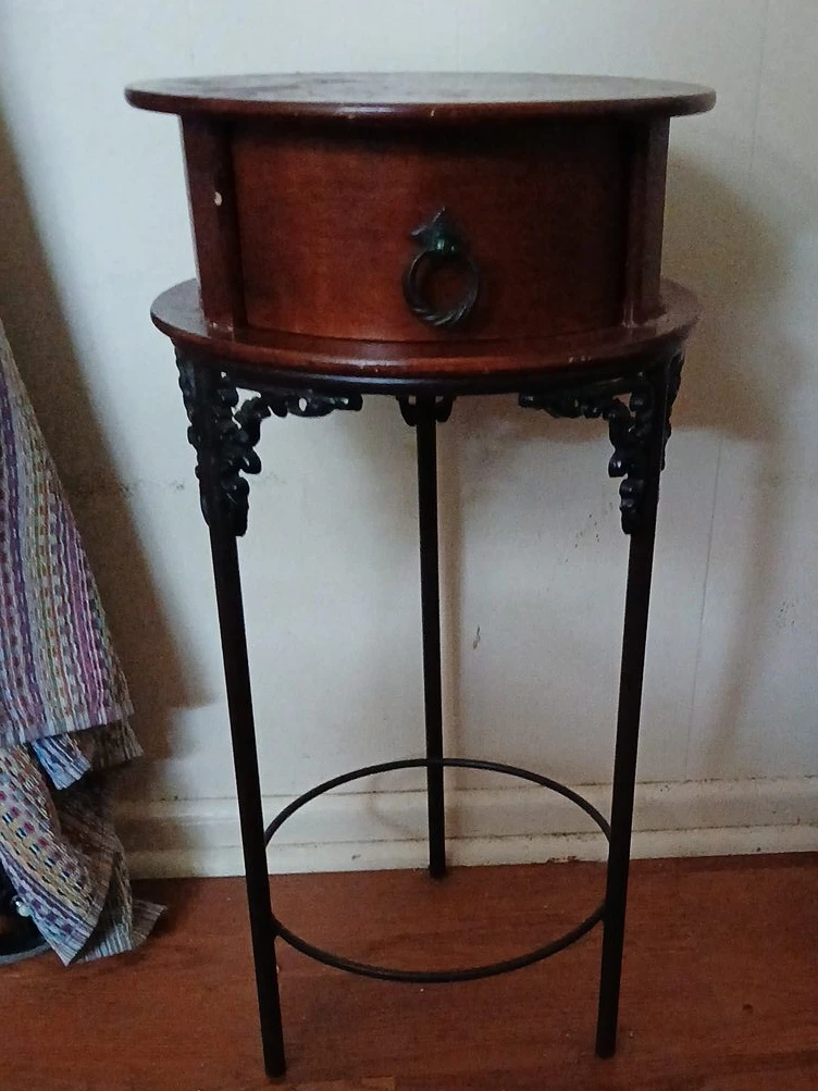 Vintage Wooden Side Table with Drawer