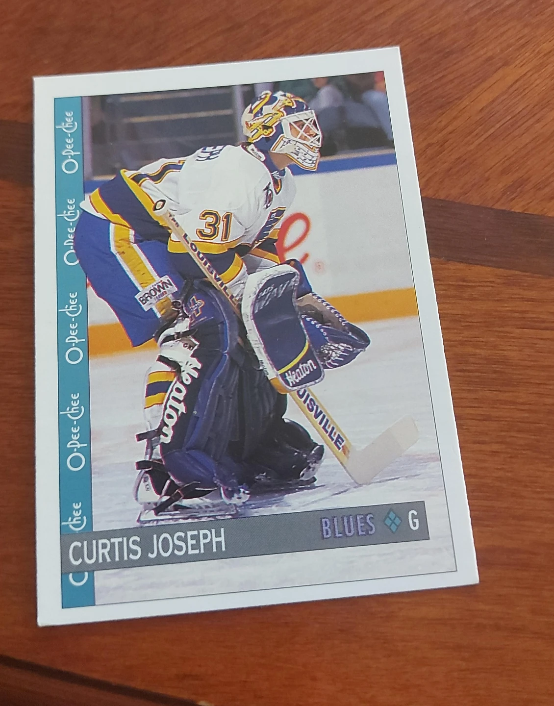 1991-92 O-Pee-Chee Curtis Joseph Blues Hockey Card