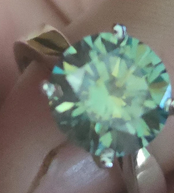 Green Diamond Ring size 6.5