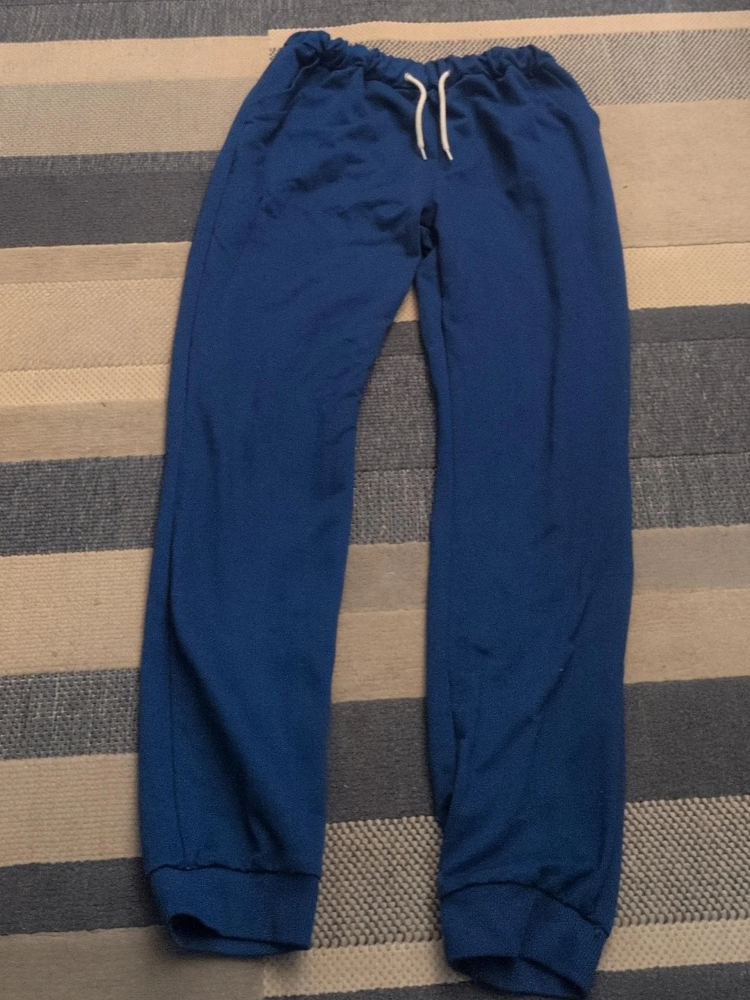 Blue Jogger Pants with White Drawstring