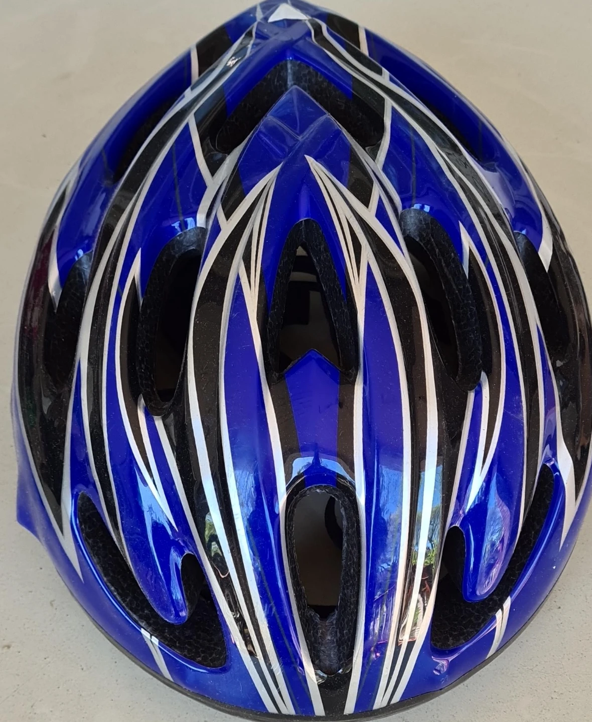 Blue and Silver Bike Helmet