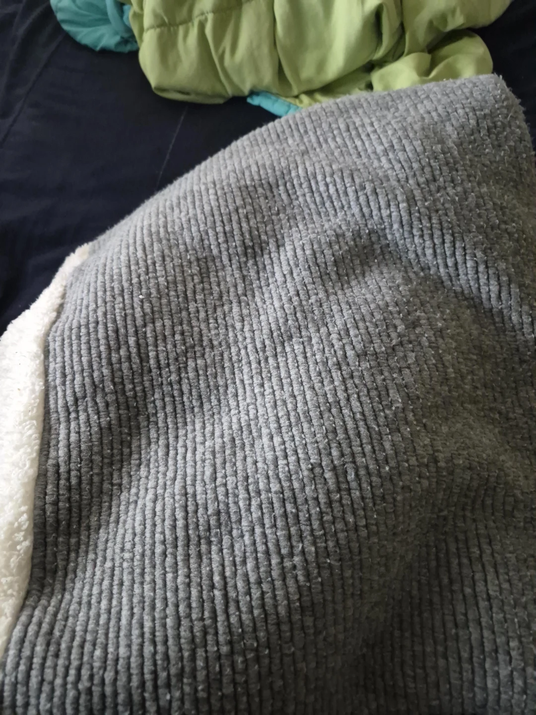 Grey Sherpa Lined Throw Blanket