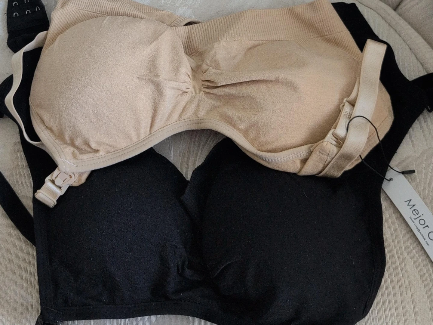 Mejor Casa Nursing Bras (2-Pack, Black & Nude)