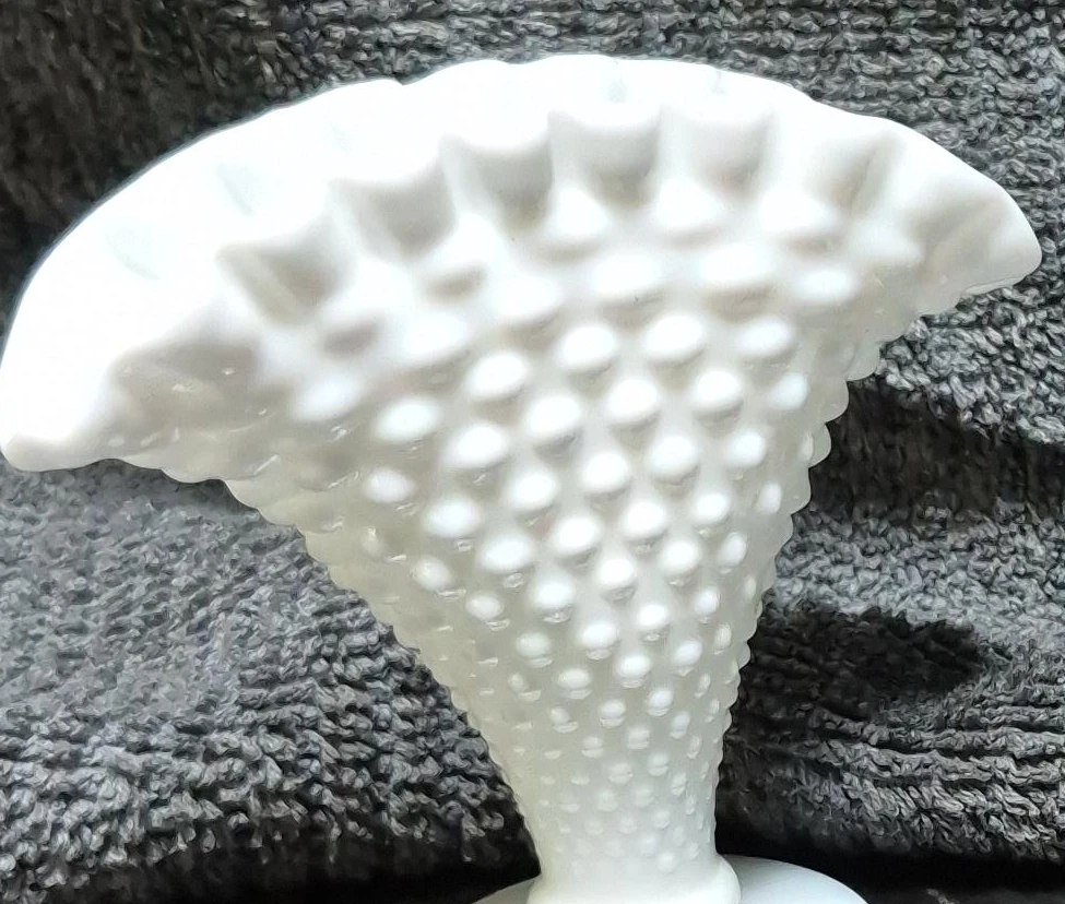 White Hobnail Milk Glass Vase