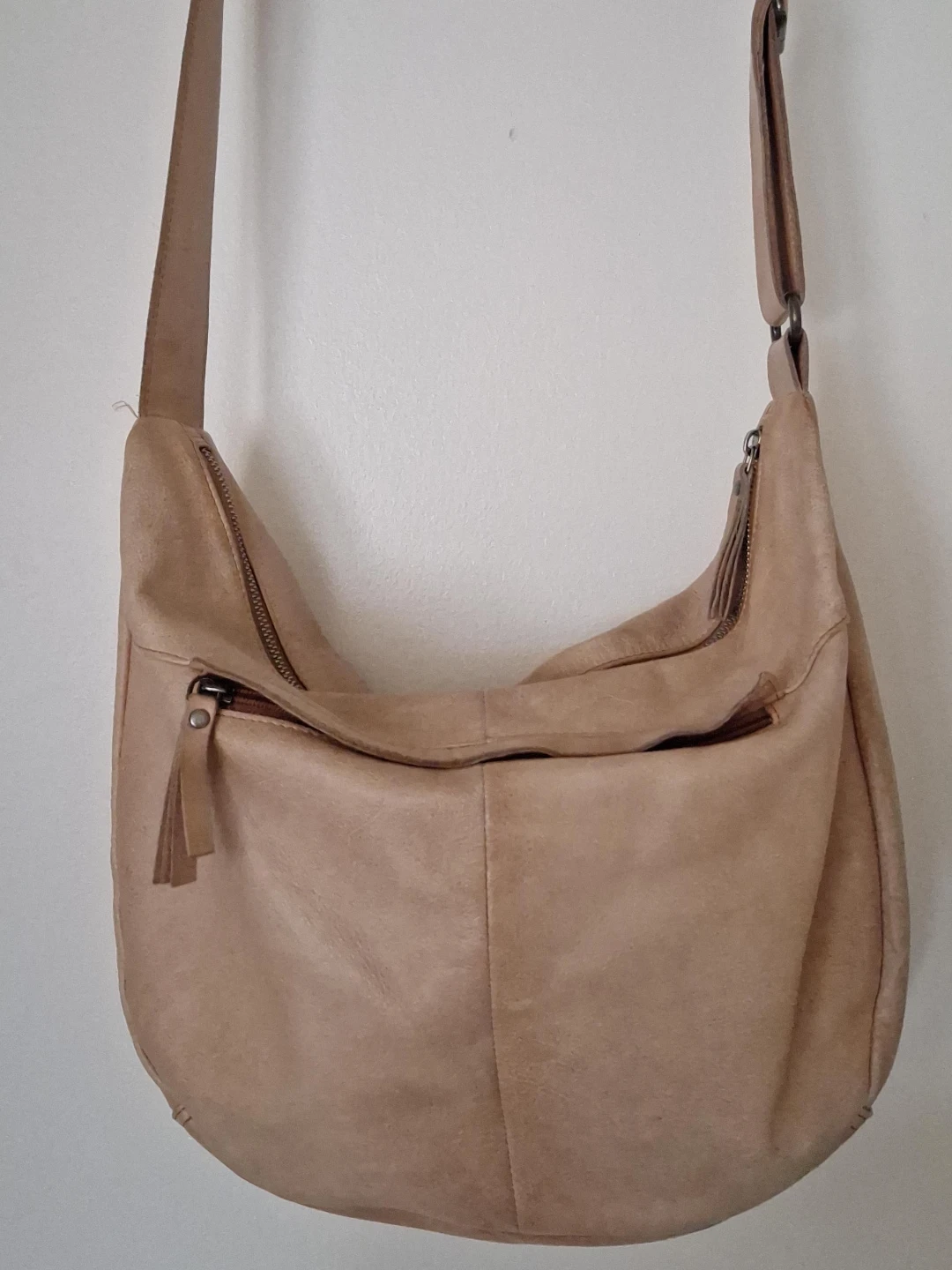 Tan Leather Hobo Shoulder Bag