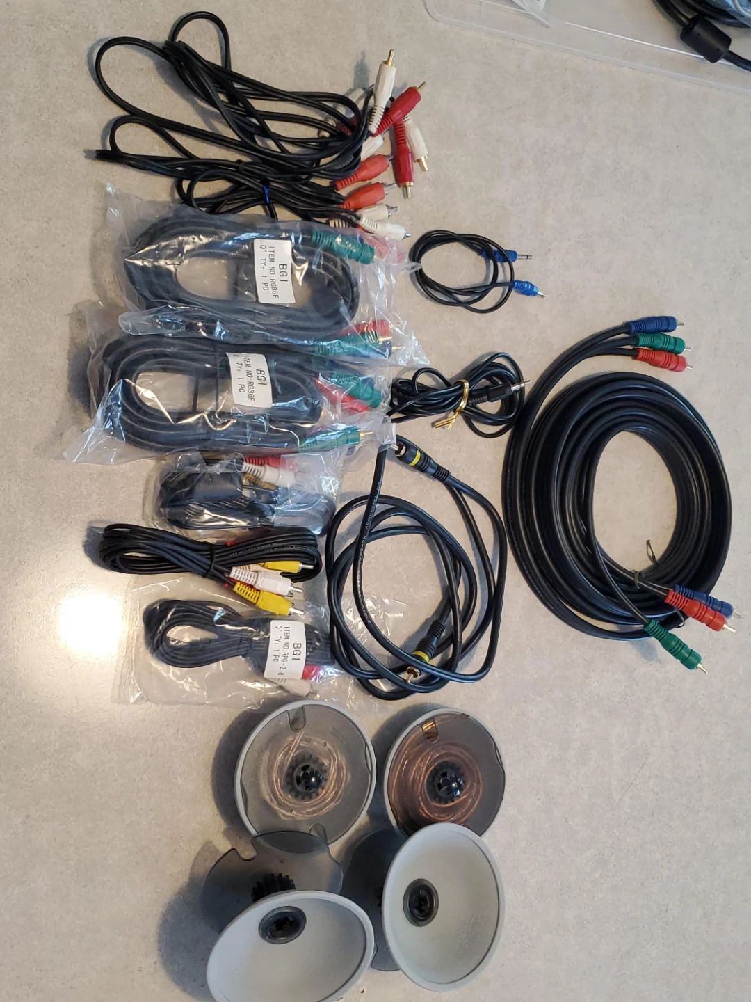 Assorted AV Cables and Cable Organizers