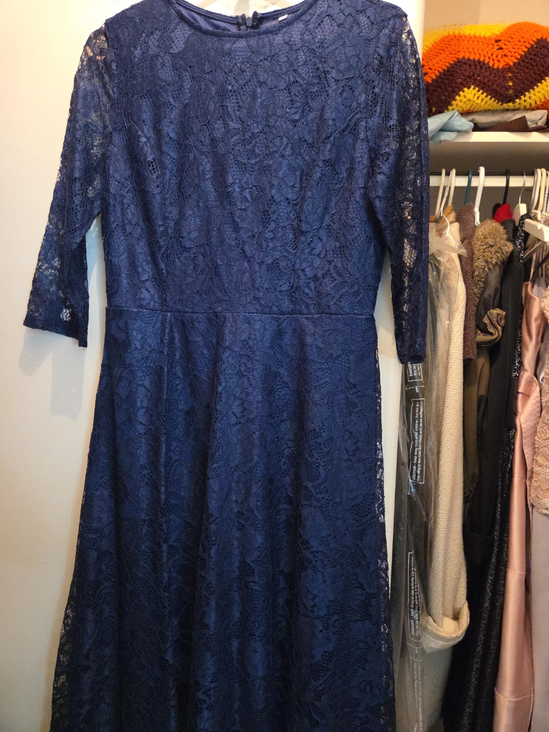 Navy Blue Lace Dress