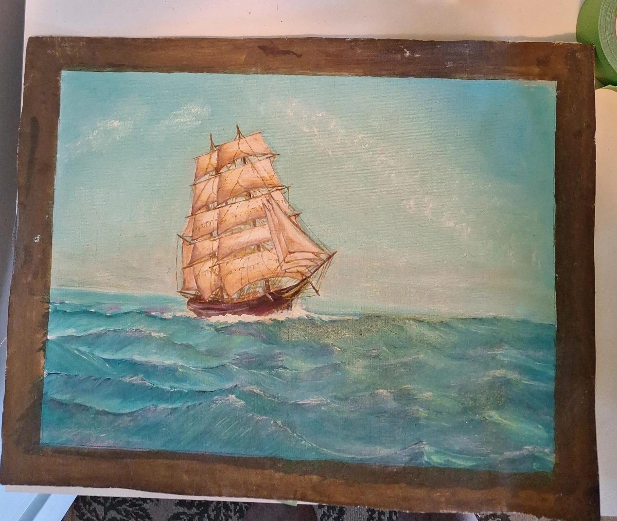 Vintage Tall Ship Painting