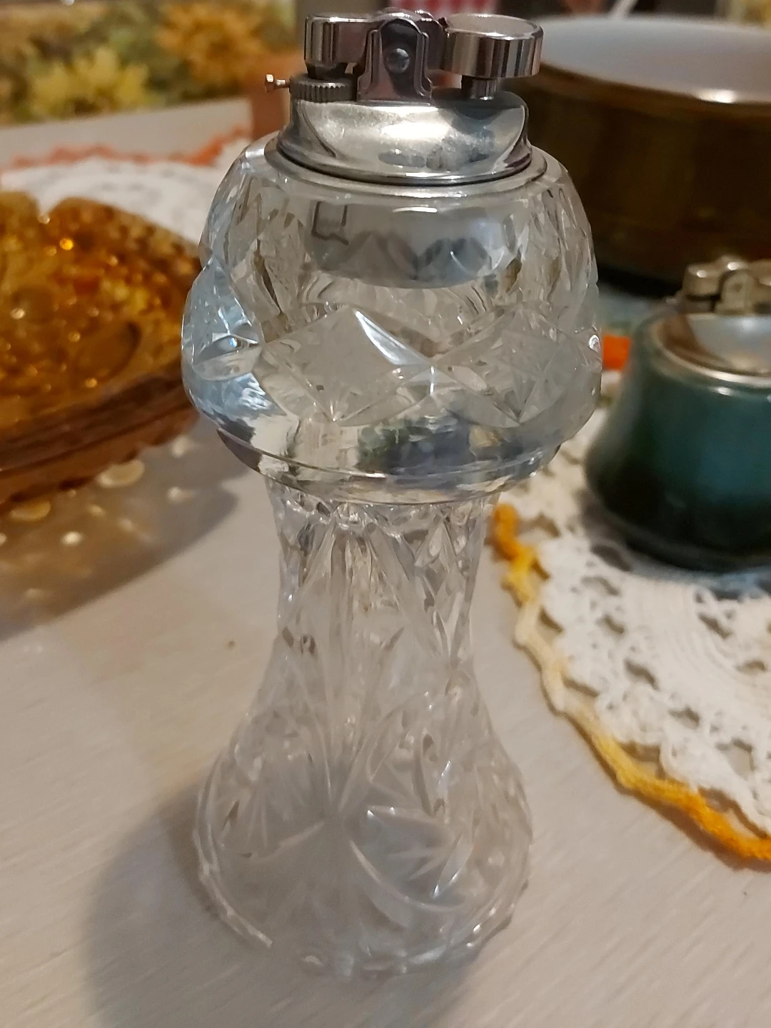 Vintage Crystal Table Lighter