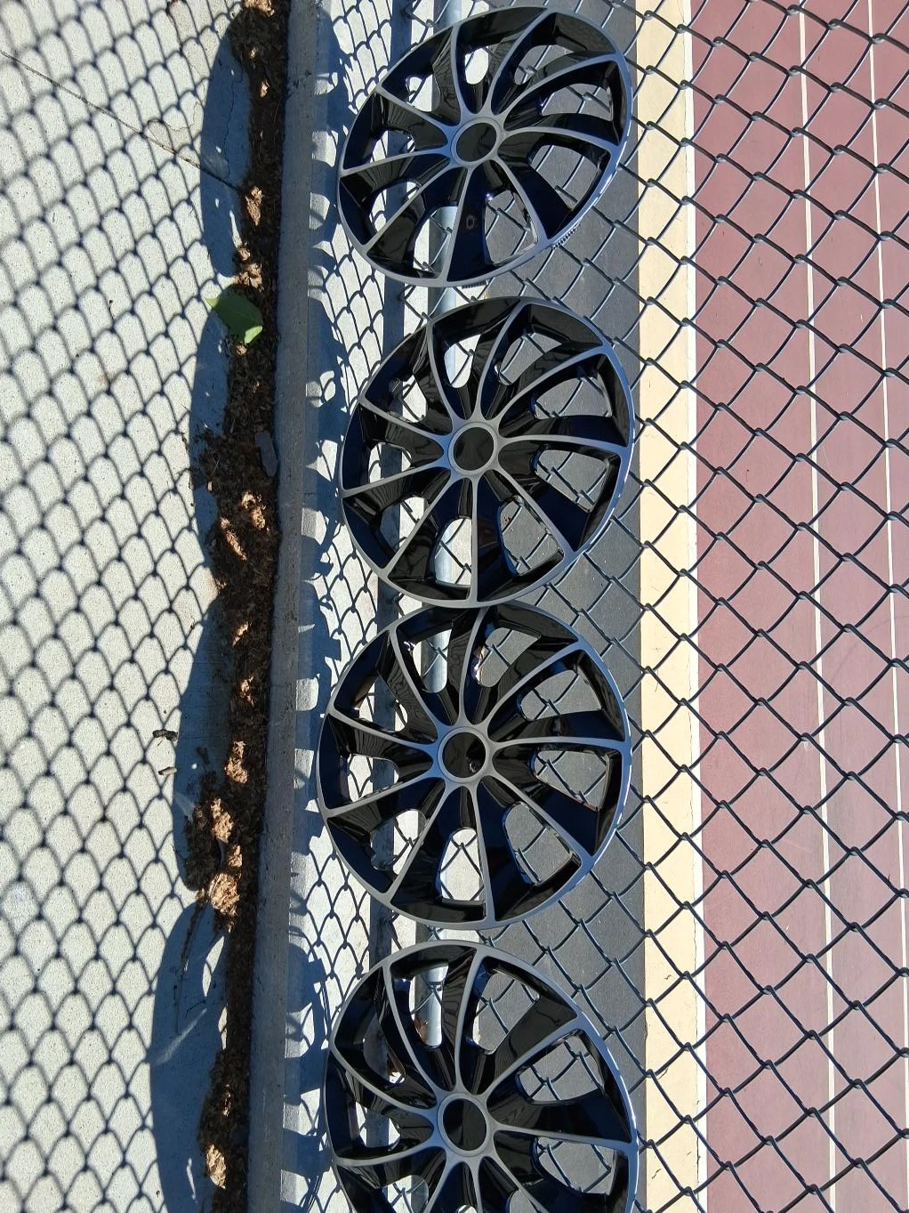 Set of 4 Black & Silver Hubcaps