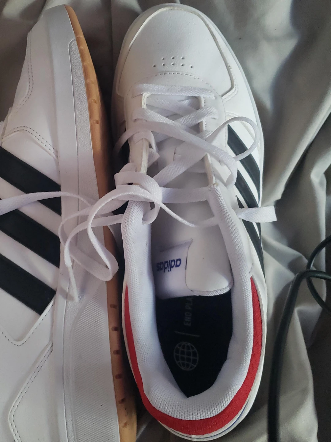 Adidas White Black Striped Sneakers