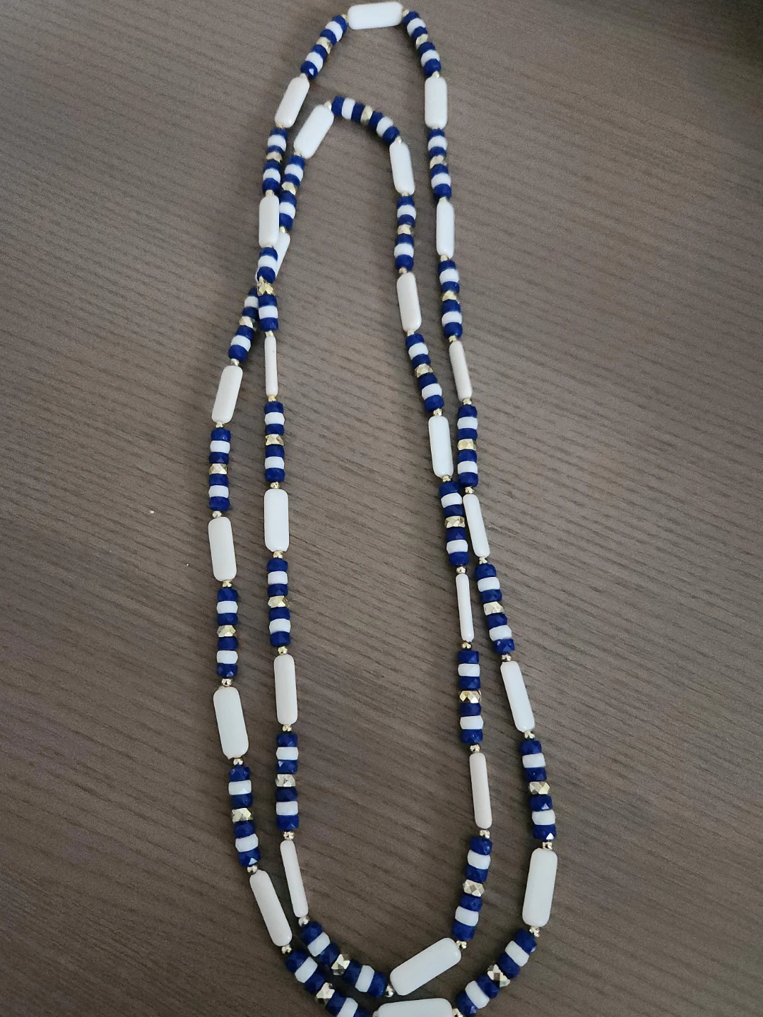 Blue and White Beaded Necklace