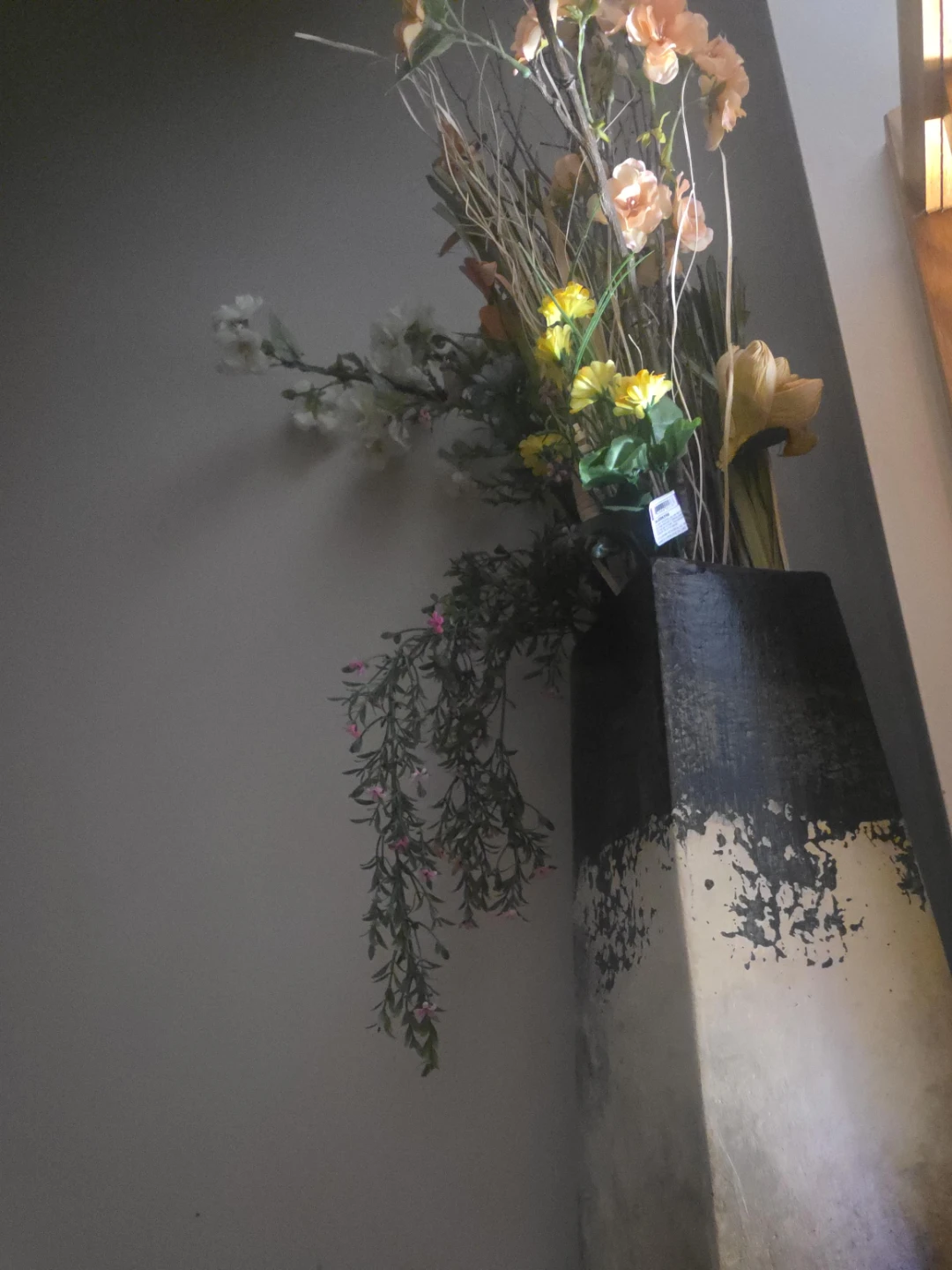 Tall Decorative Vase with Faux Flowers