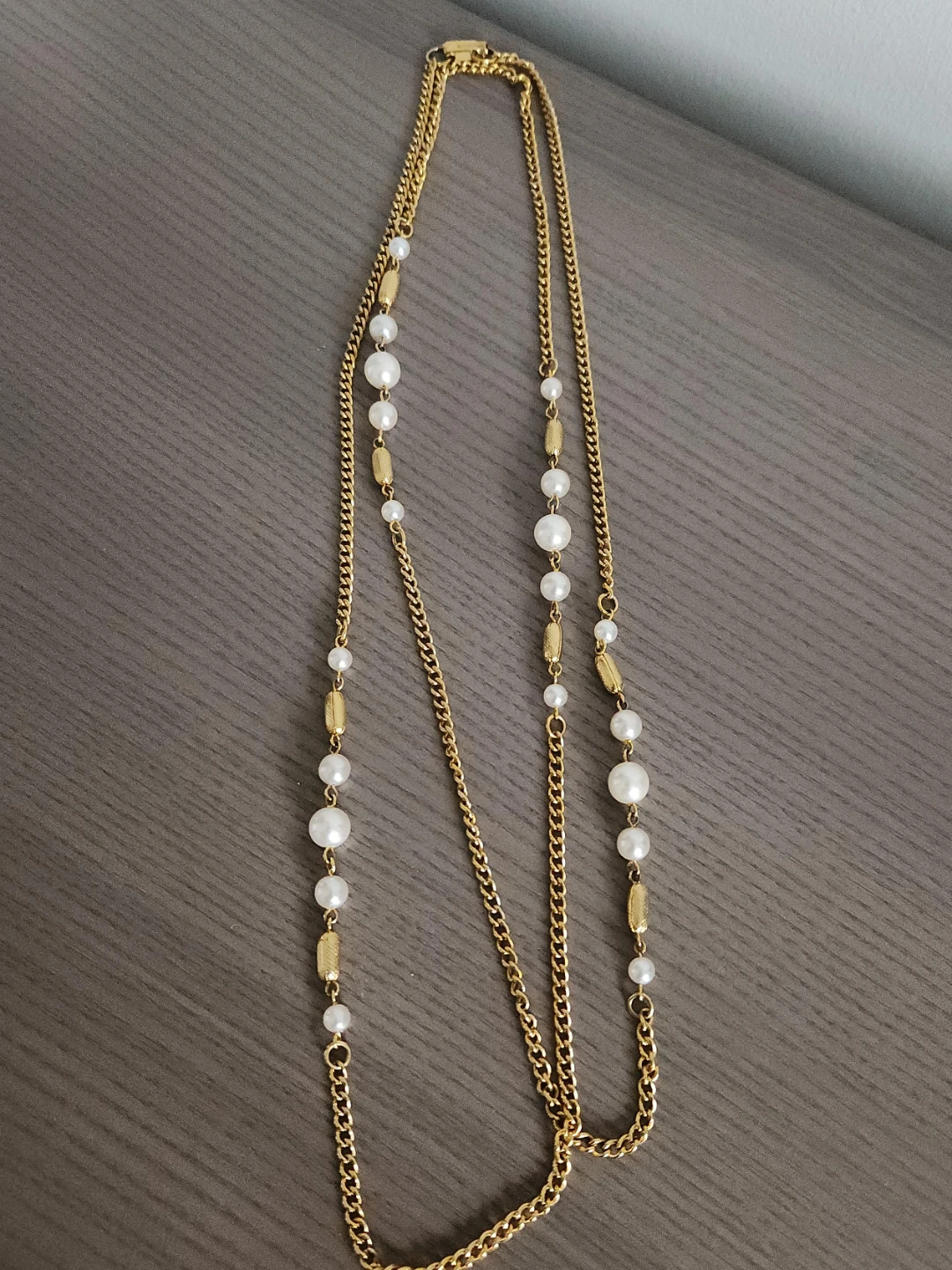 Gold Tone Faux Pearl Necklace
