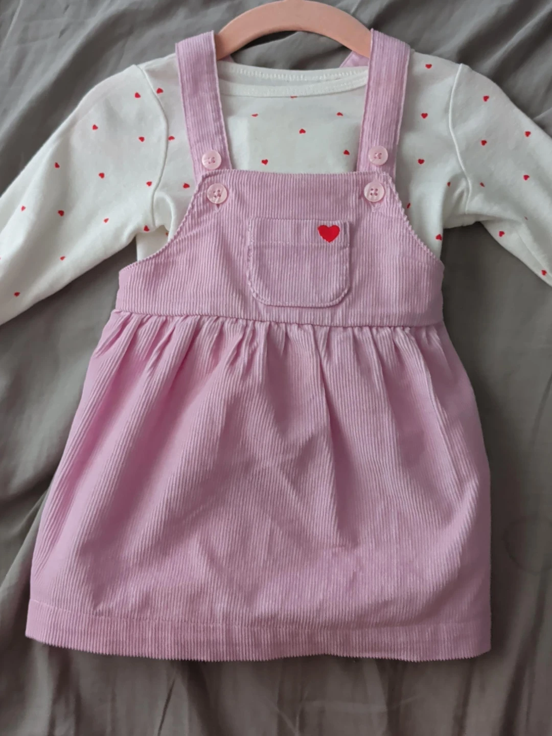 Corduroy Pinafore Dress & Long Sleeve Top Set